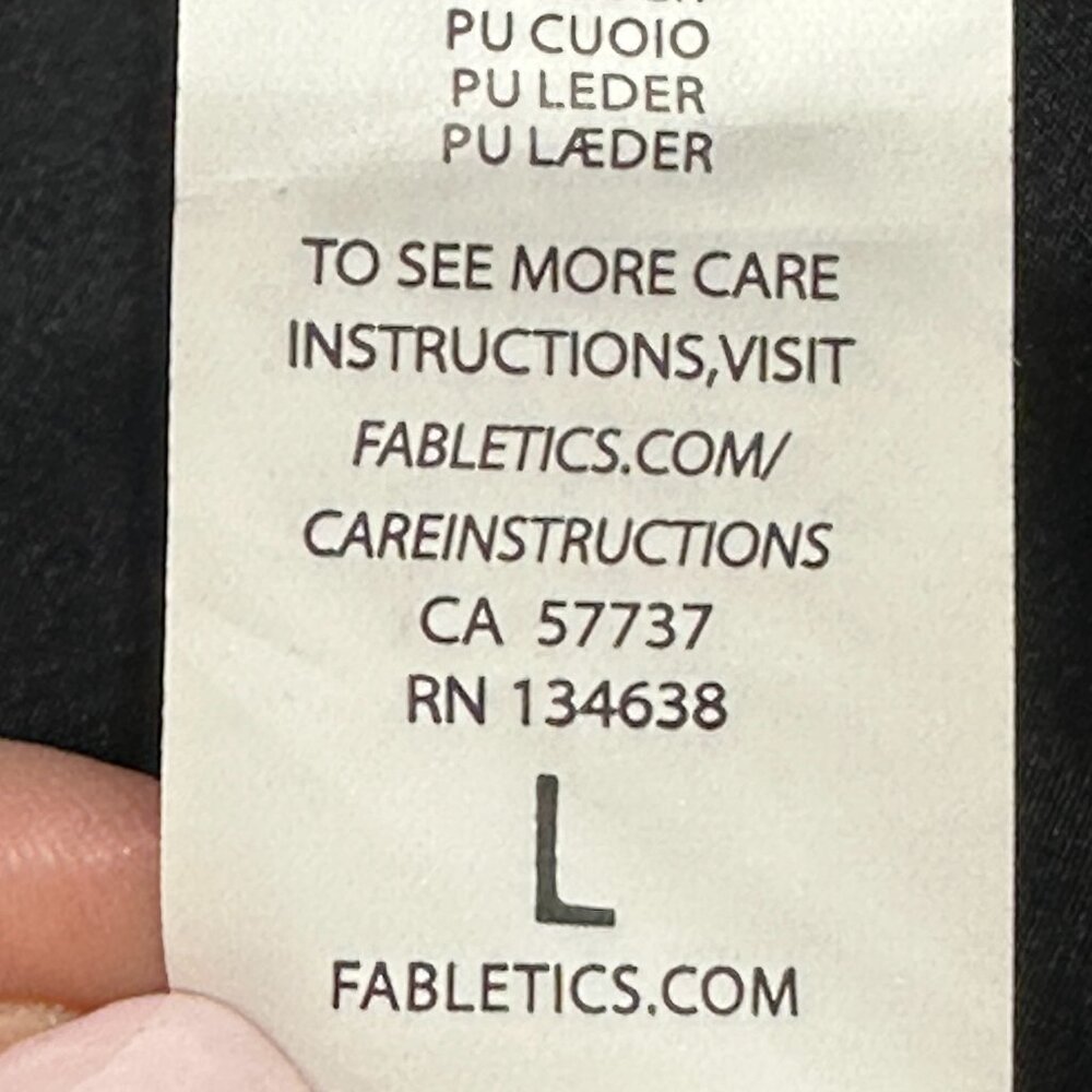 Fabletics Milano Coat Faux Leather Sleeve Size Large‎ Black Winter Lightweight - Picture 10 of 10